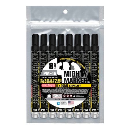 Mighty Marker PM-16 Bullet Tip, Black Color Family, 8PK 08116